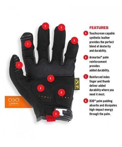 Mechanix Wear Gloves Mechanix M-Pact® 58 black size 9 / M. Velcro, TrekDry®, faux leather, palm, teeth, Armortex®, finger protec – 6