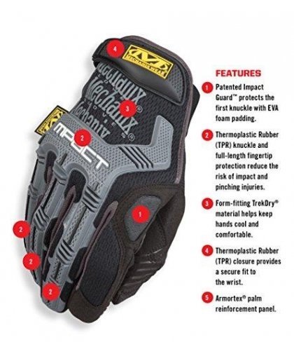Mechanix Wear Gloves Mechanix M-Pact® 58 black size 9 / M. Velcro, TrekDry®, faux leather, palm, teeth, Armortex®, finger protec – 8