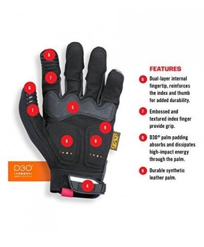 Mechanix Wear Gloves Mechanix M-Pact® 58 black size 9 / M. Velcro, TrekDry®, faux leather, palm, teeth, Armortex®, finger protec – 9
