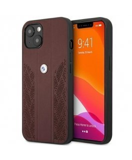 Case BMW BMHCP13MRSPPR iPhone 13 6.1 quoted red / red hard case, leather curve perforated