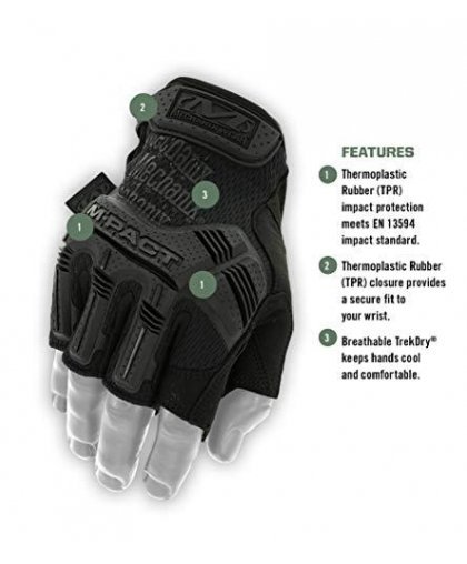 Mechanix Wear Gloves Mechanix M-Pact® FINGERLESS Size M. Velcro, TrekDry®, faux leather, palm, tooth, finger protection – 3