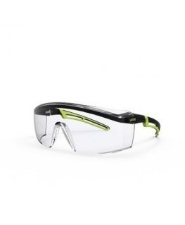 Safety goggles Uvex Astrospec 2.0 clear panoramic lens, supravision excellence (non-scratch and anti-fog) coating, black / salad