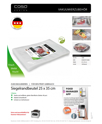 Caso Structured bags for Vacuum sealing 01286 100 bags – 2