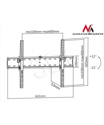 Wall alustest Maclean MC-668 37 "-70" 40kg – 2