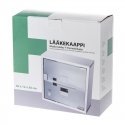 Tammer Brands Metal first aid cabinet with glass door, gray color. Tammer Brands Metal first aid cabinet with glass door, gray color.