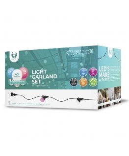 Forever Light Garland Set / 2W / 10x E27 / IP65 / 12m / White / Pink / Blue