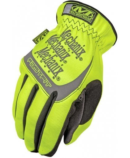 Mechanix Wear Gloves Mechanix FastFit® HiViz yellow size 10 / L. Wrinkled cuff, faux leather, TrekDry®, reflective inscriptions