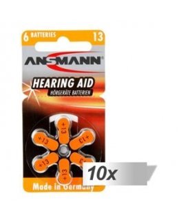 10x6 Ansmann Zinc-Air 13 (PR48) Hearing Aid Batteries