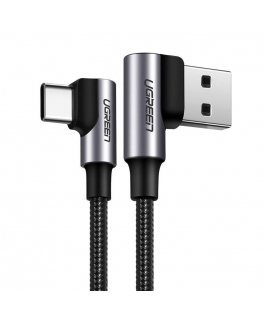 Angle cable USB to USB-C UGREEN US176, 3A, 2m (black)