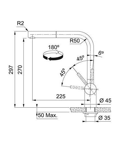 Mixer for sink with pull-out hose Franke Atlas Neo 115.0521.438 – 5