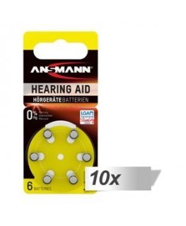 10x6 Ansmann Zinc-Air 10 (PR70) Hearing Aid Batteries