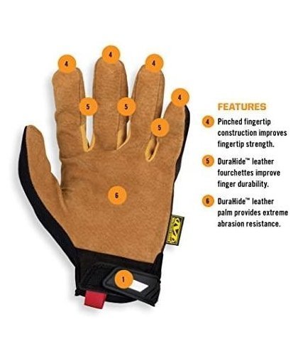 Mechanix Wear Gloves MECHANIX Durahide ™ Original® Leather 10 / L size. Velcro, TrekDry®, genuine leather palm – 9