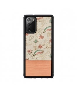 MAN&WOOD case for Galaxy Note 20 pink flower juodas