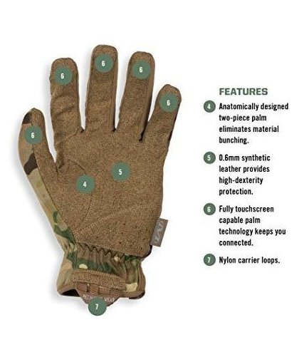 Mechanix Wear Gloves Mechanix FastFit® Multicam®, size 8 / S. Wrinkled cuff, 0.6 mm faux leather, TrekDry®, touchscreen technolo – 8