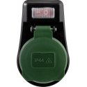 REV Adapter w. switch IP44 black-green REV Adapter w. switch IP44 black-green