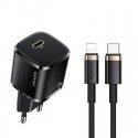 Usams T36 Wall Charger 20W 1x USB-C Plug PD charge + USB-C to Lightning 1m Cable for iPhone 11 12 13 Black Usams T36 Wall Charger 20W 1x USB-C Plug PD charge + USB-C to Lightning 1m Cable for iPhone 11 12 13 Black