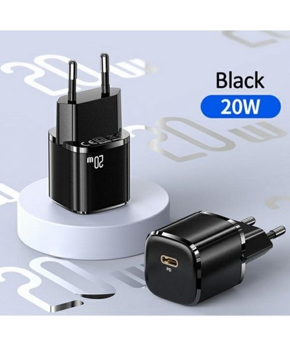Usams T36 Wall Charger 20W 1x USB-C Plug PD charge + USB-C to Lightning 1m Cable for iPhone 11 12 13 Black – 3