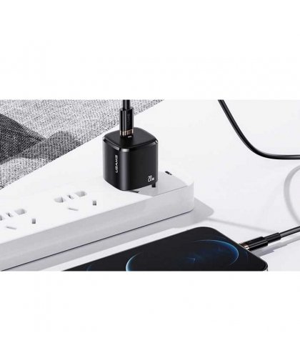 Usams T36 Wall Charger 20W 1x USB-C Plug PD charge + USB-C to Lightning 1m Cable for iPhone 11 12 13 Black – 4