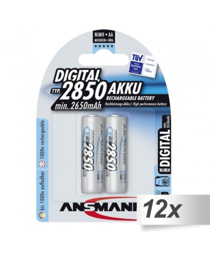 12x2 Ansmann NiMH bat. 2850 Mignon AA 2650 mAh DIGITAL