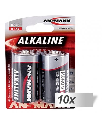 10x2 Ansmann Alkaline Mono D LR 20 red-Line