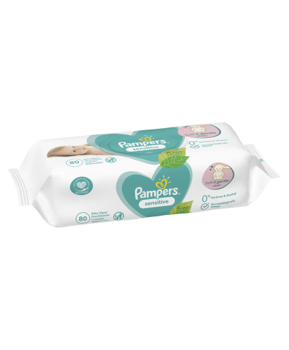Drėgnos servetėlės Pampers Sensitive 15 pakuočiųx80vnt., 1200 servetėlės – 9