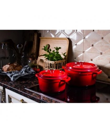 Grandfeu pot with lid, red, 3,5 l – 6