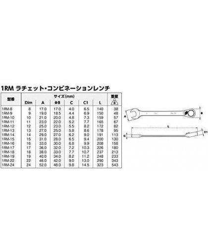 Bahco Combination ratchet with ring 10mm – 6