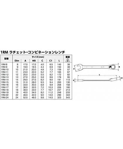 Bahco Combination ratchet with ring 10mm – 9