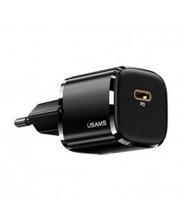 Usams T36 US-CC124 Mini Wall Charger 20W 1x USB-C Plug (Type-C) PD3.0 Fast Charging iPhone 11 12 13 Black