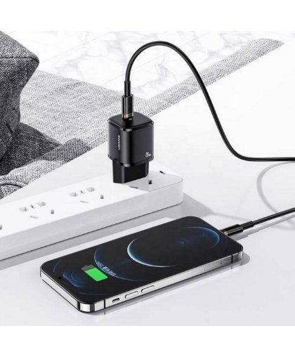 Usams T34 US-CC118 Сетевая зарядка 20W 1x USB-C Plug (Type-C) PD3.0 Быстрая зарядка iPhone 11 12 13 Черный – 6