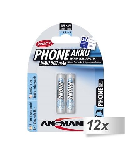 12x2 Ansmann maxE NiMH bat. Micro AAA 800 mAh DECT PHONE – 2