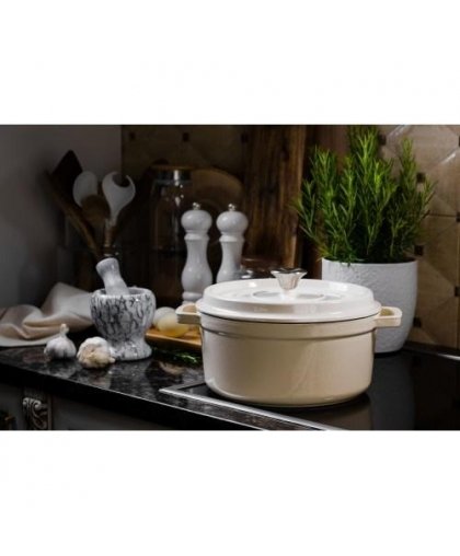 Grandfeu white pot, 4.7 l with lid – 6