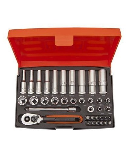 Bahco Long and short head set 4-13mm + bits PH, PZ, HEX, TORX 37 pcs 1/4 "