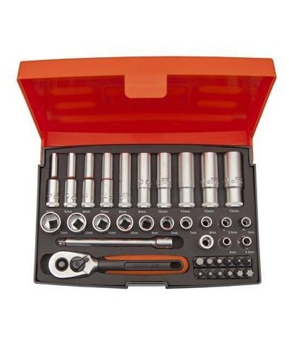 Bahco Long and short head set 4-13mm + bits PH, PZ, HEX, TORX 37 pcs 1/4 " – 2