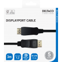 DisplayPort KABELIS DELTACO 4K UHD, 21.6 Gb/s, 3m, juodas / DP-1030-K / 00110003 DisplayPort KABELIS DELTACO 4K UHD, 21.6 Gb/s, 3m, juodas / DP-1030-K / 00110003