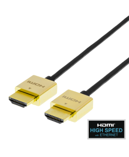 Cable DELTACO Ultra-thin HDMI, 4K UHD, 2m, black / gold / HDMI-1042-K / 00100011