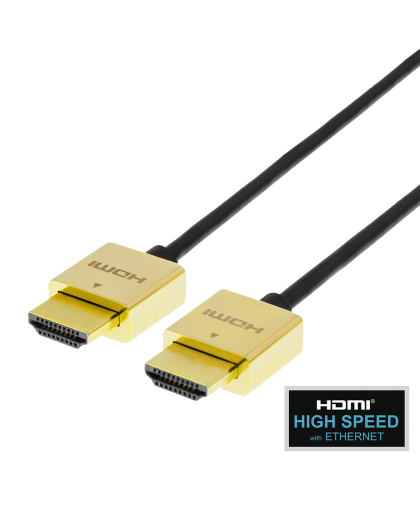Cable DELTACO Ultra-thin HDMI, 4K UHD, 2m, black / gold / HDMI-1042-K / 00100011
