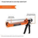 Skeletal gun for sealant. Fiberglass reinforced handle, measuring rod Truper 17558 Skeletal gun for sealant. Fiberglass reinforced handle, measuring rod Truper 17558