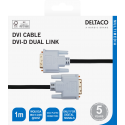 Cable DELTACO DVI-D Dual Link, 1080p 60Hz, 1m, black / 00120002 Cable DELTACO DVI-D Dual Link, 1080p 60Hz, 1m, black / 00120002