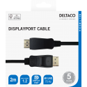 Cable DELTACO DisplayPort, 4K UHD, 21.6 Gb / s, 2m, black / DP-1020-K / 00110002