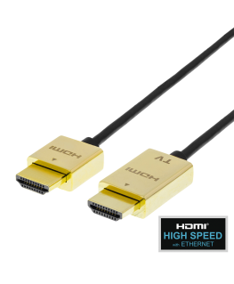 Cable DELTACO Ultra-thin HDMI, 4K UHD, 3m, black/gold / HDMI-1043-K / 00100012