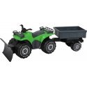 Plasto ATV with plow and trailer, green