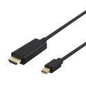 Cable DELTACO miniDisplayPort to HDMI, 4K UHD, 2m, black / DP-HDMI204-K / 00110020 Cable DELTACO miniDisplayPort to HDMI, 4K UHD, 2m, black / DP-HDMI204-K / 00110020