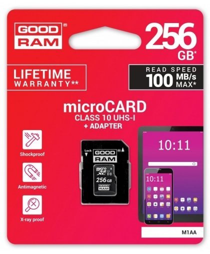 GoodRam Karta Micro SD 256GB CL10 UHS I + adapter – 4