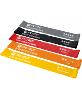 Pure2Improve Resistance Bands Set of 5 Black, Gray, Orange, Red, Yellow, Foam, Rubber