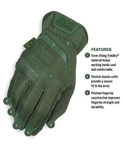 Mechanix Wear Gloves Mechanix FastFit® Olive Drab, green size 9 / L. Wrinkled cuff, faux leather, TrekDry® – 2