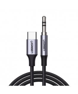 USB-C cable UGREEN CM450 to 3.5mm AUX mini jack, 1m (black)