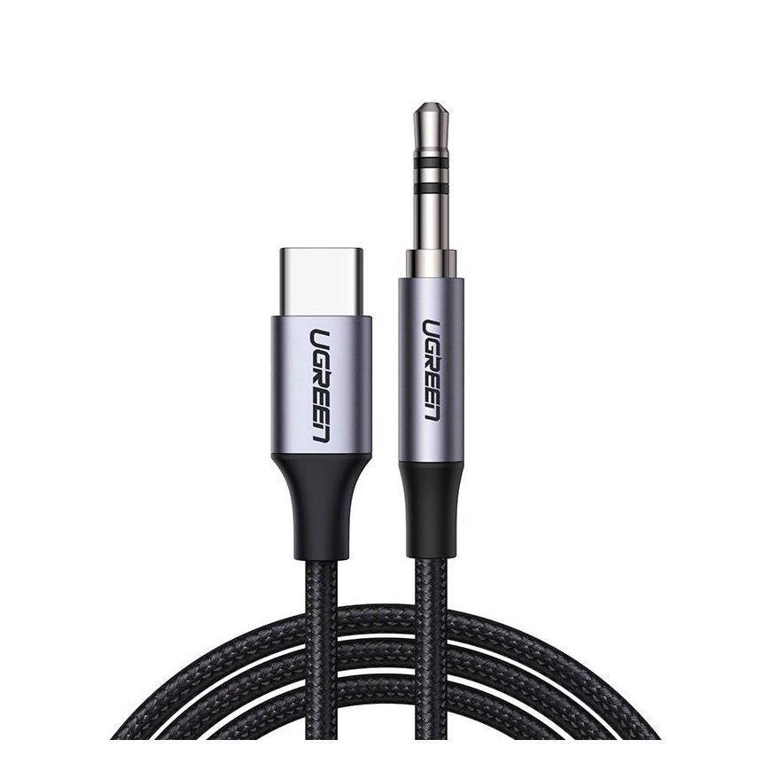 USB-C cable UGREEN CM450 to 3.5mm AUX mini jack, 1m (black)