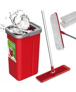 Lame mop + ämber + teleskoopvarras + 2 x mikrokiust padi 5,7L põrandapuhastus XXL komplekt, pöörlev pea