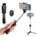 RoGer Selfie Stick + Tripod Statnis ar Bluetooth Tālvadības pulti Melns RoGer Selfie Stick + Tripod Statnis ar Bluetooth Tālvadības pulti Melns